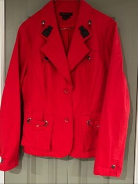 Simon Chang Bright Red Military-Inspired Blazer